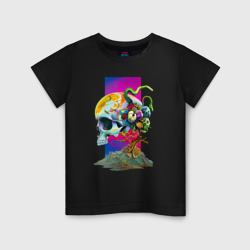 Череп Сальвадора Дали - сюрреализм – Детская футболка хлопок с принтом купить со скидкой в -20%