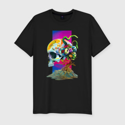Череп Сальвадора Дали - сюрреализм – Мужская футболка хлопок Slim с принтом купить