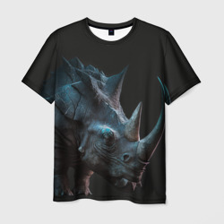 Мужская футболка 3D Травоядный динозавр похожий на трицератопса