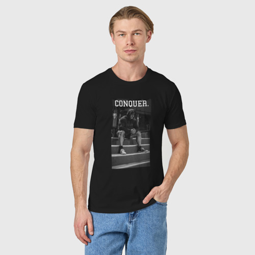 Мужская футболка хлопок Cbum conquer Крис Бамстед, цвет черный - фото 3