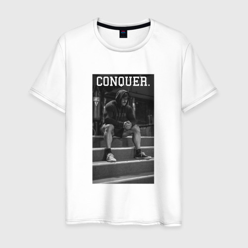 Мужская футболка из хлопка с принтом Cbum conquer Крис Бамстед, вид спереди №1