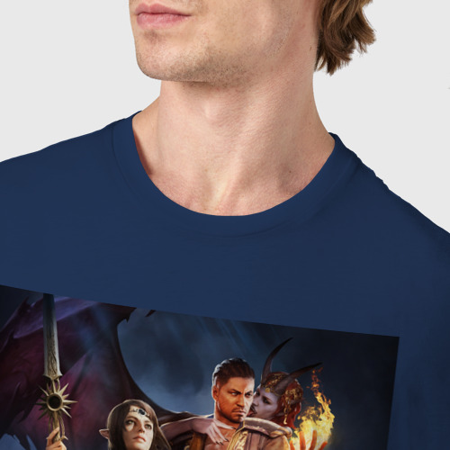 Мужская футболка хлопок Baldur's Gate 3 art, цвет темно-синий - фото 6