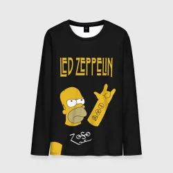 Мужской лонгслив 3D Led Zeppelin Гомер Симпсон рокер