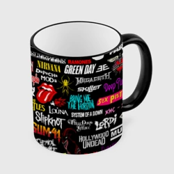Кружка с полной запечаткой Логотипы рок групп цветные