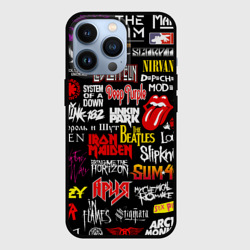 Чехол для iPhone 13 Pro Логотипы рок групп цветные