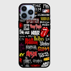 Чехол для iPhone 13 Pro Max Логотипы рок групп цветные