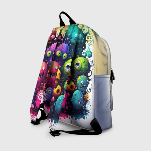 Рюкзак 3D с принтом Веселые монстры из краски, вид сзади #1