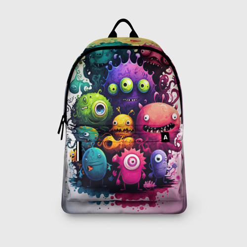 Рюкзак 3D с принтом Веселые монстры из краски, вид сбоку #3