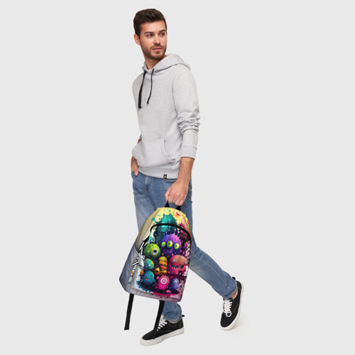 Рюкзак 3D с принтом Веселые монстры из краски, фото #5