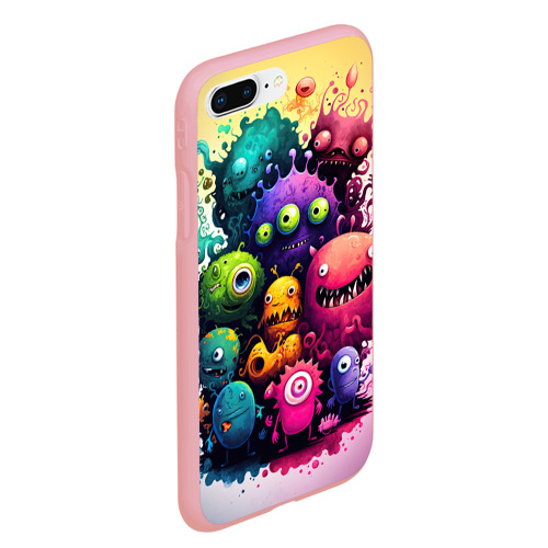 Чехол для iPhone 7Plus/8 Plus матовый с принтом Веселые монстры из краски, вид сбоку #3
