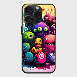 Чехол силиконовый для Apple iPhone 15 Pro матовый Веселые монстры из краски