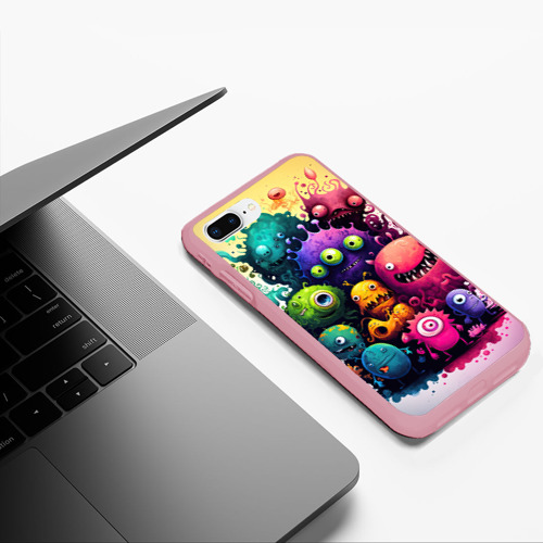 Чехол для iPhone 7Plus/8 Plus матовый с принтом Веселые монстры из краски, фото #5