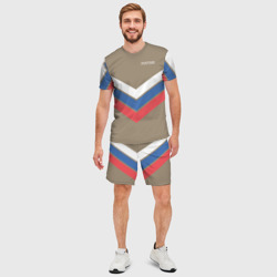Мужской костюм с шортами 3D Триколор - три полосы на песочном - фото 2
