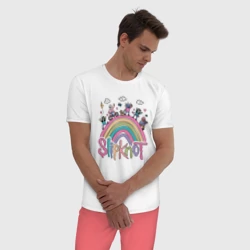 Мужская пижама с белой футболкой хлопок Slipknot рисунок - фото 2