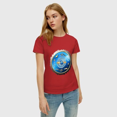 Женская футболка хлопок с принтом Разноликие рыбы, фото на моделе #1
