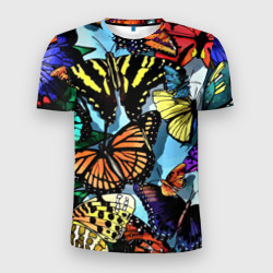 Мужская футболка 3D Slim Крылья багамской бабочки - летний узор