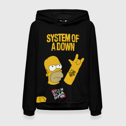Женская толстовка 3D с принтом System of a Down Гомер Симпсон рокер, вид спереди #2