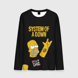 Мужской лонгслив 3D System of a Down Гомер Симпсон рокер