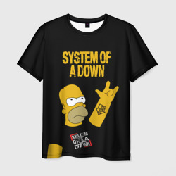 Мужская футболка 3D System of a Down Гомер Симпсон рокер