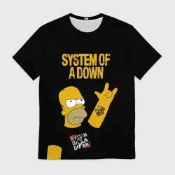 Мужская футболка 3D System of a Down Гомер Симпсон рокер