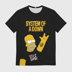 Мужская футболка 3D System of a Down Гомер Симпсон рокер