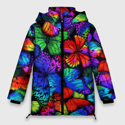 Женская зимняя куртка Oversize С голубыми бабочками - яркое лето