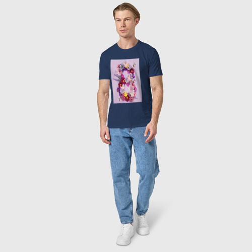 Мужская футболка хлопок с принтом Восемь из цветов, вид сбоку #3