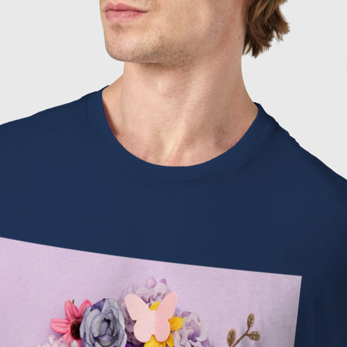 Мужская футболка хлопок с принтом Восемь из цветов, фото #4