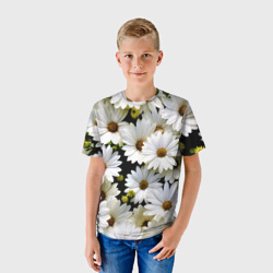 Детская футболка 3D Белые цветы ромашки - летний паттерн - фото 2