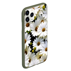 Чехол для iPhone 11 Pro матовый Белые цветы ромашки - летний паттерн - фото 2