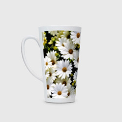 Кружка Латте Белые цветы ромашки - летний паттерн