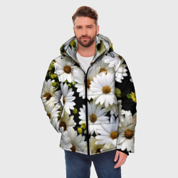 Мужская зимняя куртка 3D Белые цветы ромашки - летний паттерн - фото 2