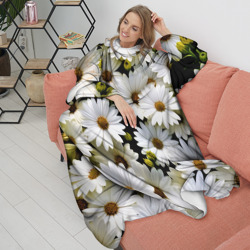 Плед с рукавами Белые цветы ромашки - летний паттерн - фото 2