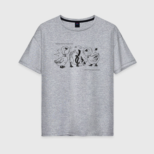 Женская футболка хлопок Oversize с принтом Гуси-маркетологи, вид спереди #2