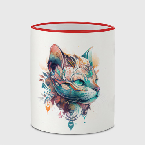 Кружка с полной запечаткой с принтом Красочный котик в акварельном стиле, фото #4