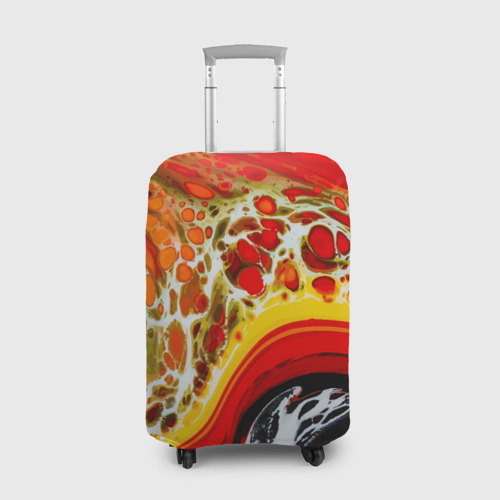Чехол для чемодана 3D Брызги краски - красные, оранжевые разводы, цвет 3D печать