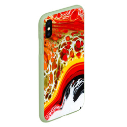 Чехол для iPhone XS Max матовый Брызги краски - красные, оранжевые разводы - фото 2