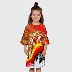 Детское платье 3D Брызги краски - красные, оранжевые разводы - фото 2