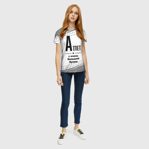 Женская футболка 3D с принтом Атлет ну с очень большой буквы, вид сбоку #3