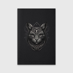 Обложка для паспорта матовая кожа Чёрно-белый орнамент кота