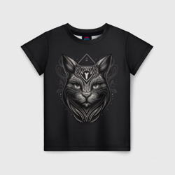 Детская футболка 3D Чёрно-белый орнамент кота