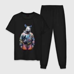 Мужская пижама хлопок Rhino in fashionable spacesuit
