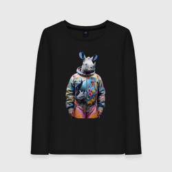 Женский лонгслив хлопок Rhino in fashionable spacesuit