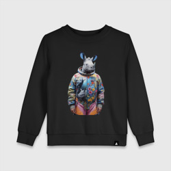 Детский свитшот хлопок Rhino in fashionable spacesuit