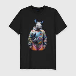 Мужская футболка хлопок Slim Rhino in fashionable spacesuit