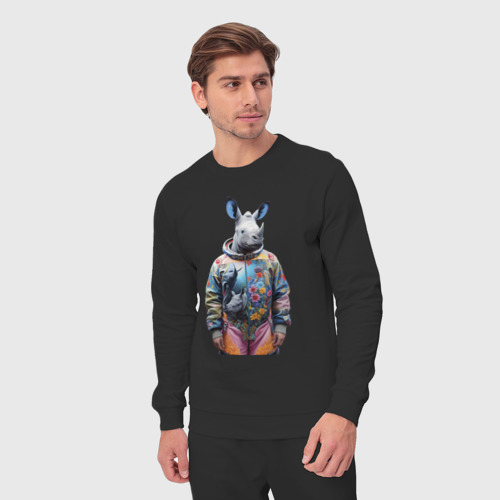 Мужской костюм хлопок Rhino in fashionable spacesuit, цвет черный - фото 5