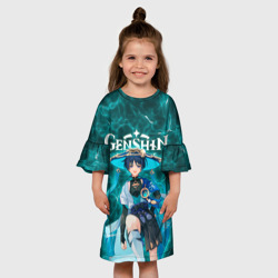 Детское платье 3D Странник на фоне воздушных частиц - фото 2