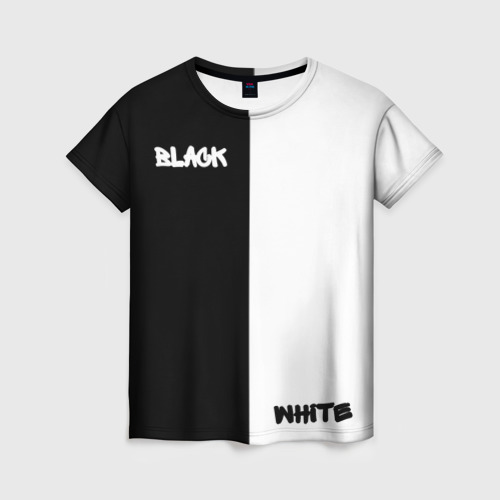 Женская футболка 3D с принтом Black - white, вид спереди #2