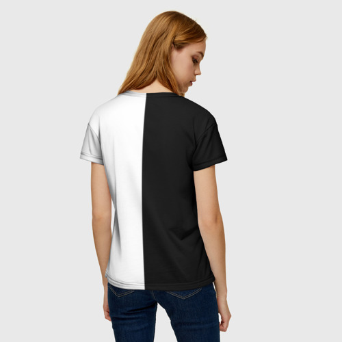 Женская футболка 3D с принтом Black - white, вид сзади #2