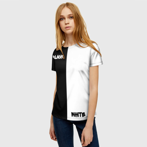 Женская футболка 3D с принтом Black - white, фото на моделе #1